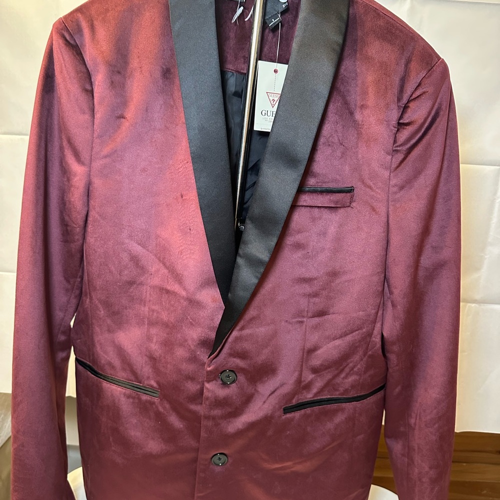Guess Men's Maroon Tuxedo Jacket